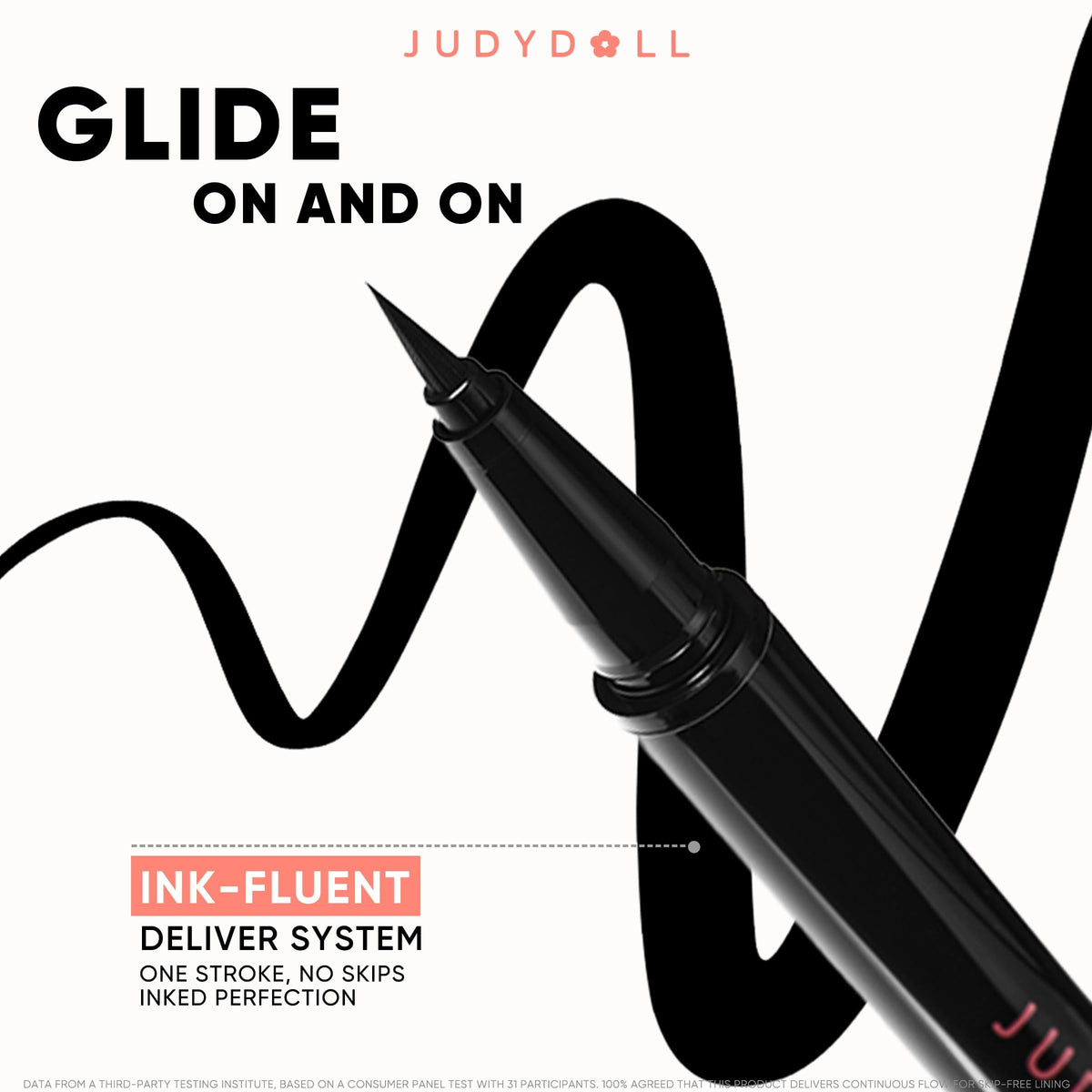 JUDYDOLL Intense Black Liquid Eyeliner - Black Liquid Liner, Waterproof, Smudge-proof, Long lasting, Easy Glide & Ultra-fine Brush Tip, Skip-free Lining, Ideal for Cat Eyes & Wings, Beginner Friendly