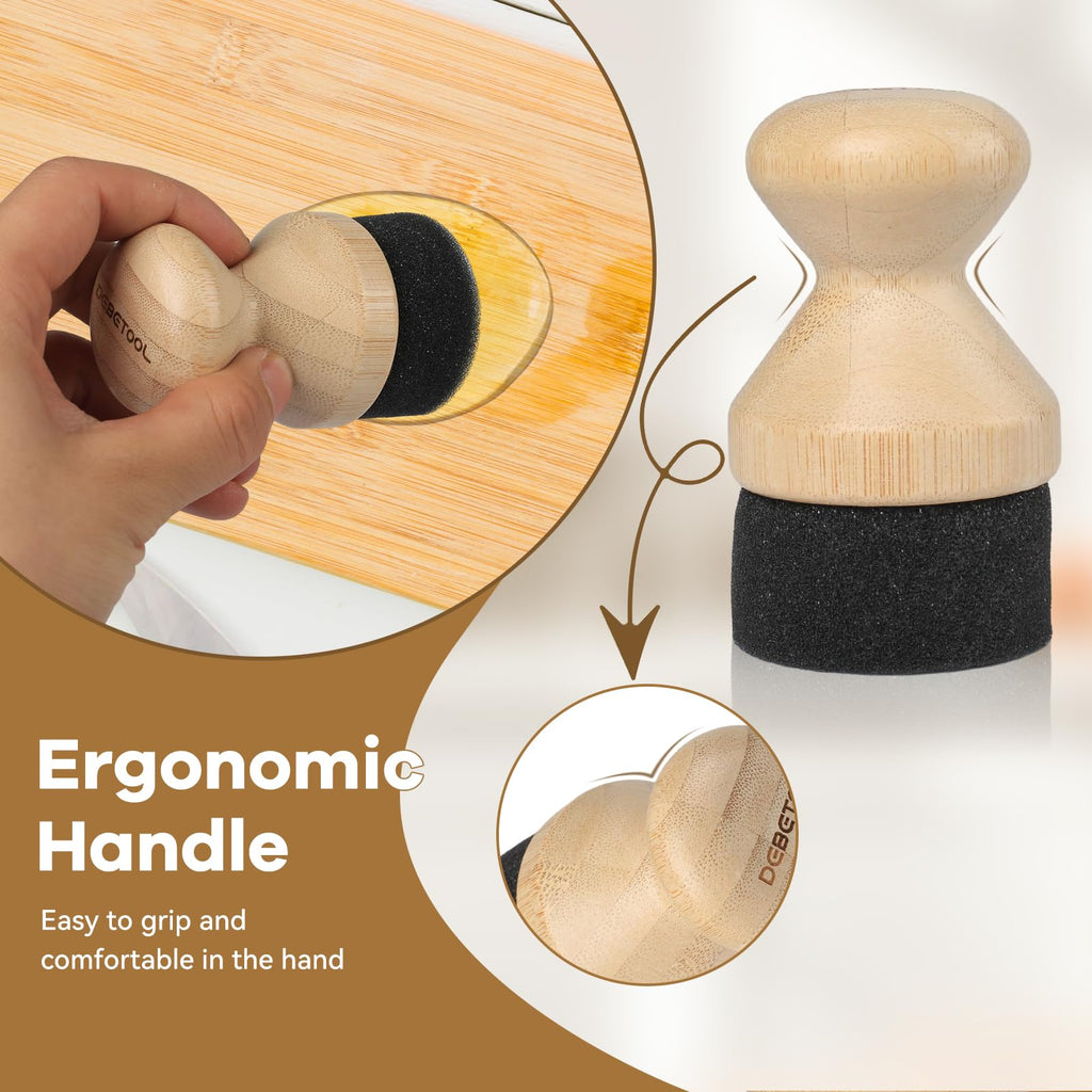 DEBETOOL Cutting Board Oil Applicator & Sisal Scrub Brush Set