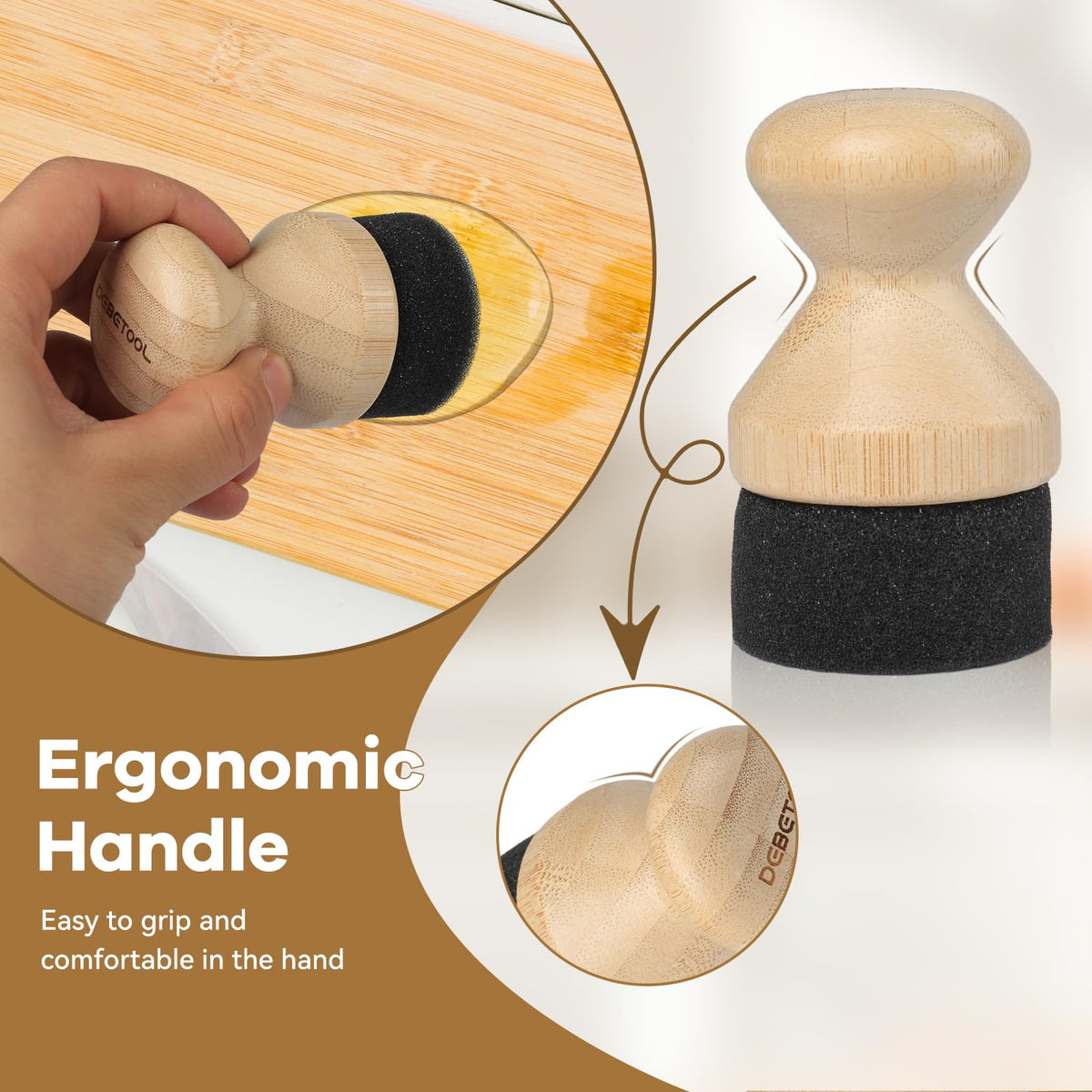 DEBETOOL Cutting Board Oil Applicator & Sisal Scrub Brush Set