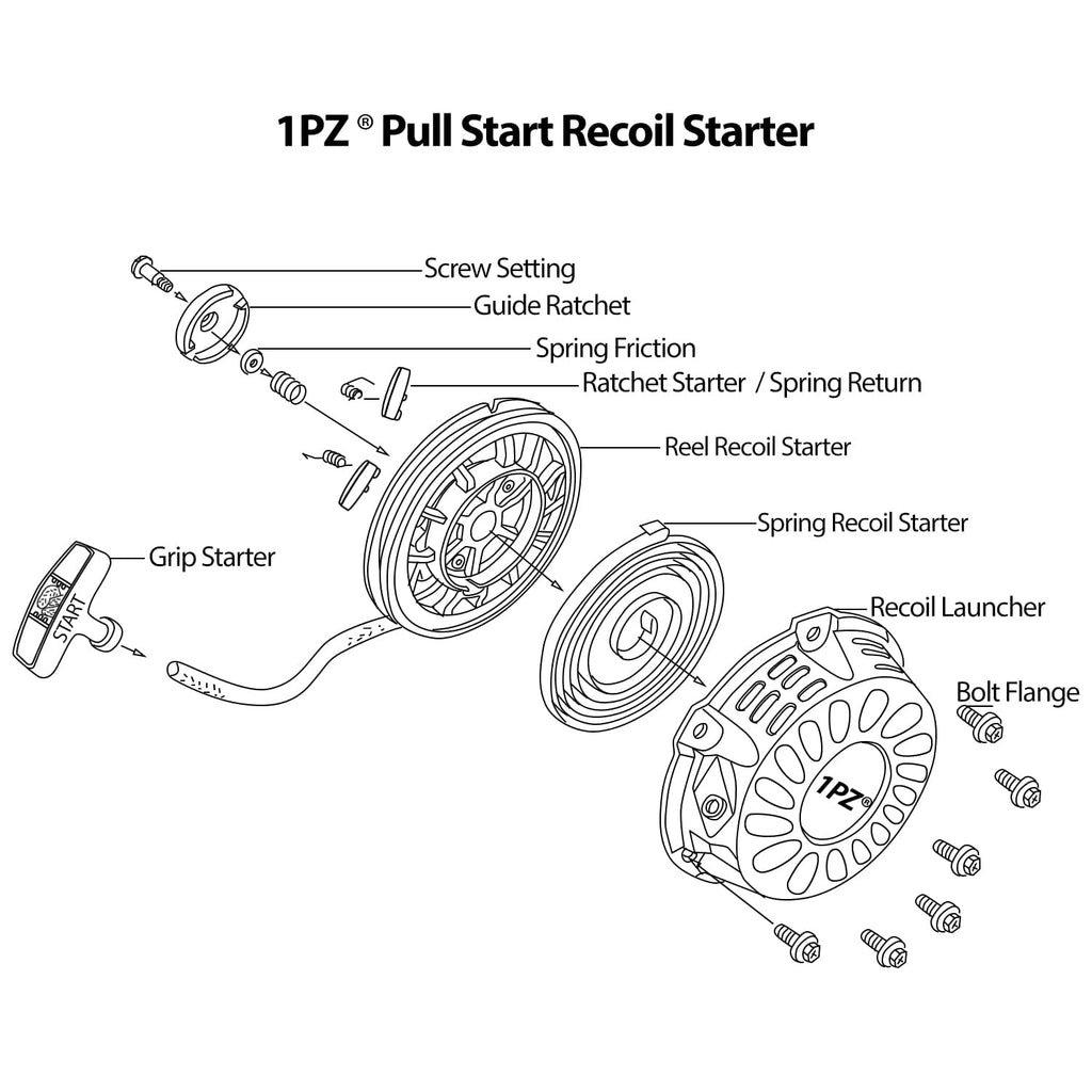1PZ Recoil Starter Pull Start for Honda GX340 GX390 GX610 GX620 11hp 13hp