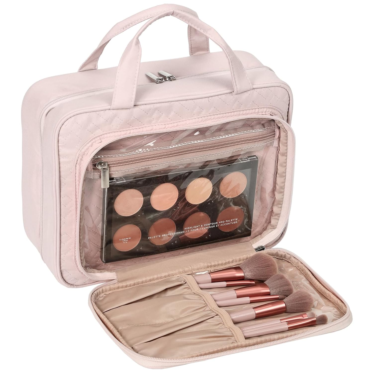 Buy now NISHEL Hanging Travel Toiletry Bag, Visible Makeup Organizer, Cosmetic Case for Journey Accessories, Bathroom Shower, Pink at indiglob india