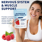 Magnesium Bisglycinate Gummies, with 500mg Magnesium Bisglycinate Chelate Sea Salt Raspberry Fruit Powder, Improve Sleep & Nervous, Relax Muscles, Strengthen Bones, Vegan, 60 Count