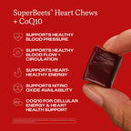 HumanN SuperBeets 3-in-1 Heart Chews + 3X Absorption 150mg CoQ10, 60 Ct | Blood Pressure Support, Nitric Oxide Support & Cellular Energy, Non-GMO Beetroot, Grape Seed Extract, Once Daily, Made in USA
