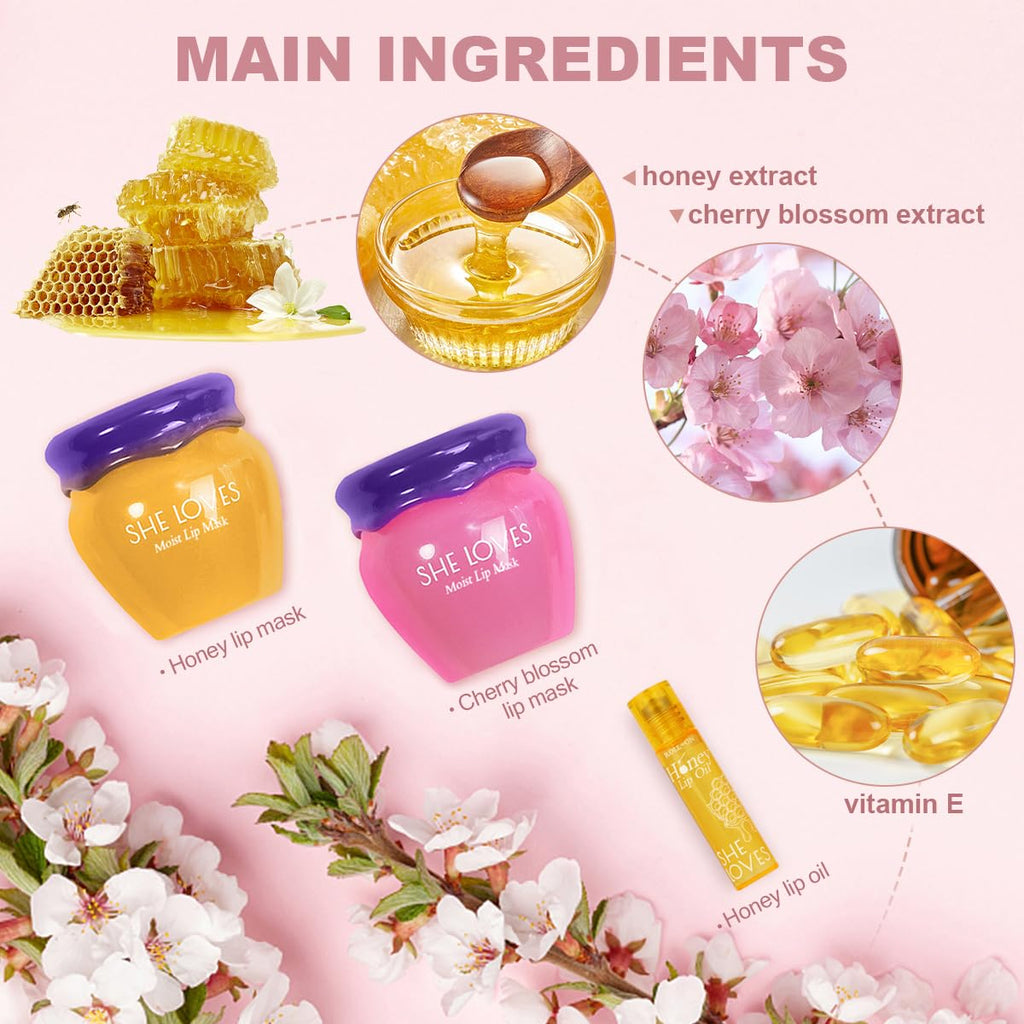 Buy now 2PCS Lip Mask Overnight, Honey&Sakura Day and Night Repair Sleeping Lip Balm, Fade Lip Lines Bee Balm, Hydrating &Prevention Dry and Crack Lip Scrubs Exfoliator at indiglob india