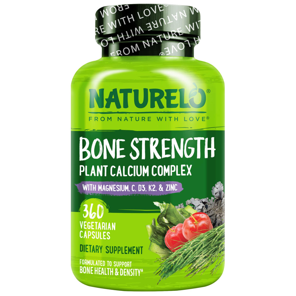NATURELO 600mg Calcium Supplement for Bone Strength, VIT D3, 120 Capsules | Magnesium, Zinc, Vit K2, for Women & Older Adults, Plant-Based, Well Tolerated, NSF Contents Certified, MFD in GMP Facility