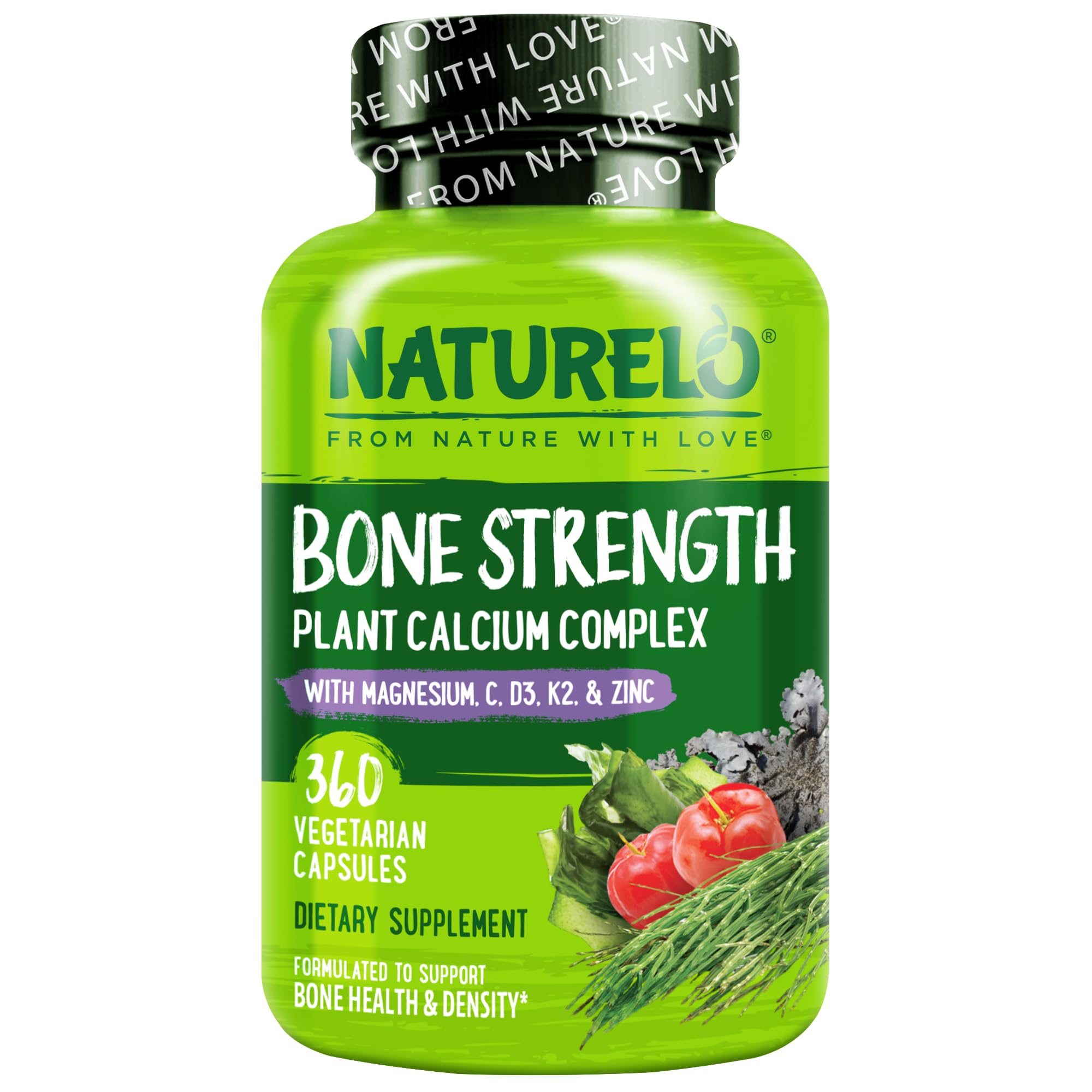NATURELO 600mg Calcium Supplement for Bone Strength, VIT D3, 120 Capsules | Magnesium, Zinc, Vit K2, for Women & Older Adults, Plant-Based, Well Tolerated, NSF Contents Certified, MFD in GMP Facility