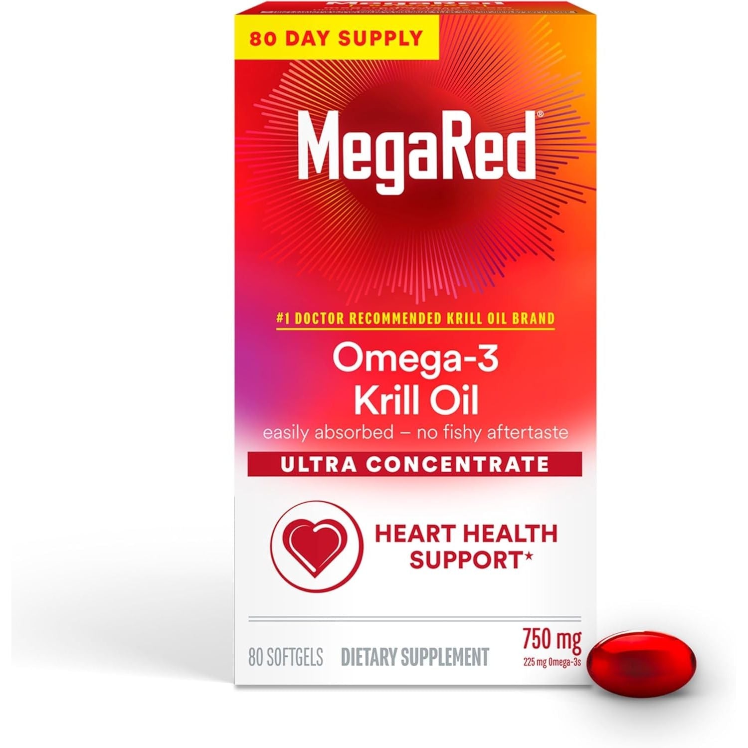 Buy now MegaRed - Omega-3 Krill Oil 350mg Softgels (130 Count in A Bottle), EPA & DHA Omega-3 Fatty Acids with No Fishy Aftertaste Unlike Fish Oil, Contains Antioxidant Astaxanthin 750mg at indiglob india