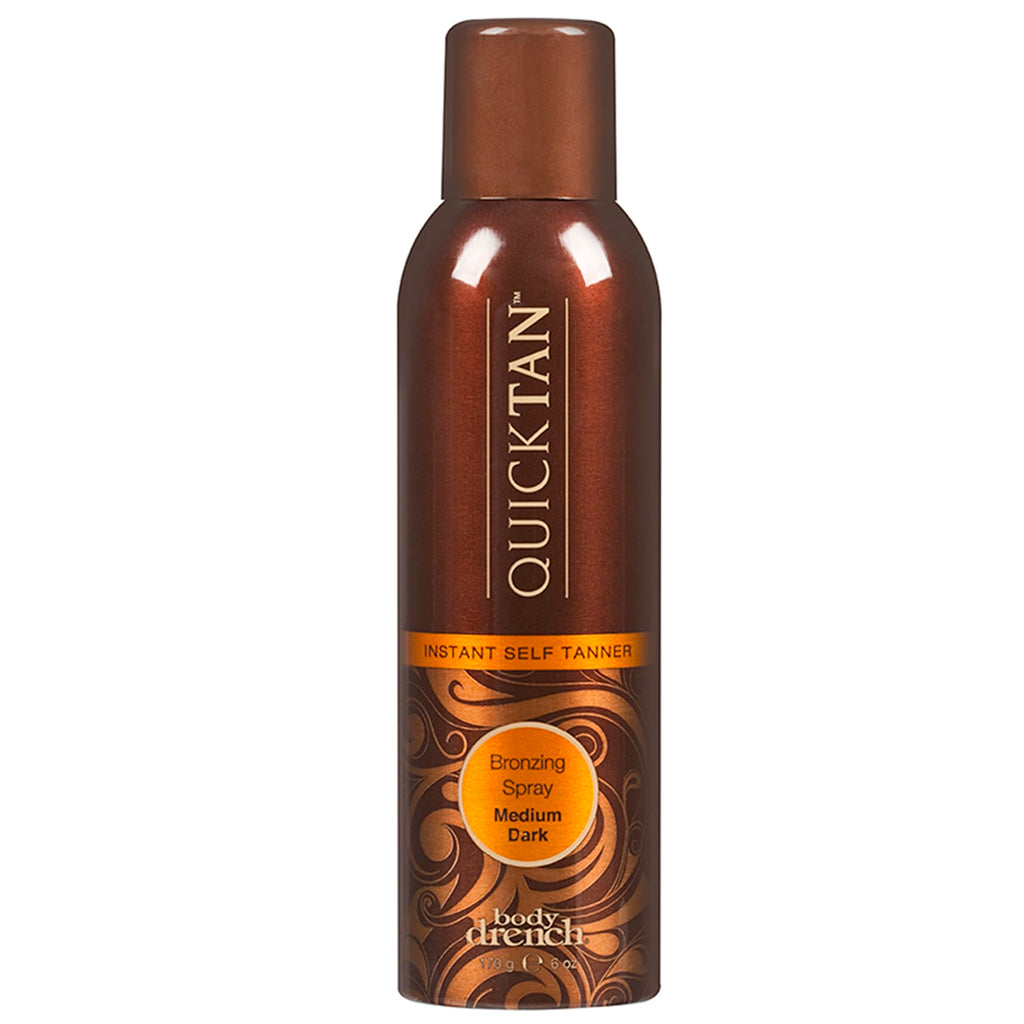 Body Drench QuickTan Instant Self Tanner Bronzing Spray, Salon-Quality Medium/Dark Tan, Streak-Free, Tinted Formula, 6 oz, 1-pack