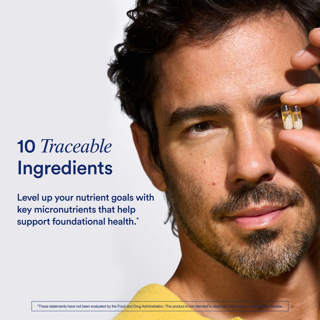 Ritual Men's 18+ Multivitamin - 60 Capsules - 30 Servings | Key Essential Vitamins and Minerals to Support Energy, Muscle, Heart, Brain Health* - Zinc, D3, B12, A, K2 - Vegan - Mint