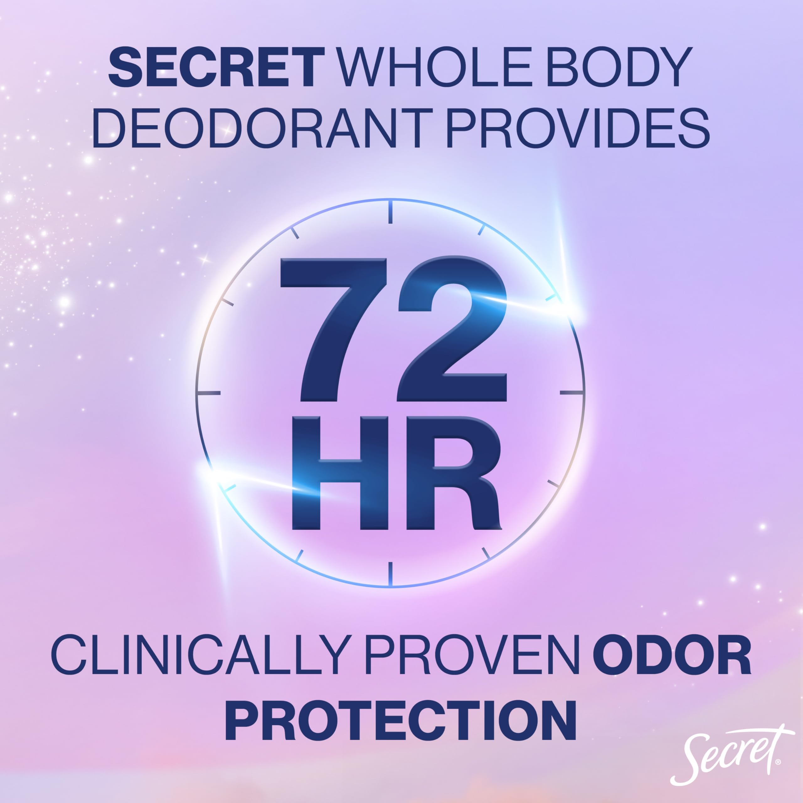 Secret Whole Body Deodorant Stick for Women, Rosewater Scent, Aluminum Free Deodorant Stick, 72 HR Odor Protection, 2.4 oz