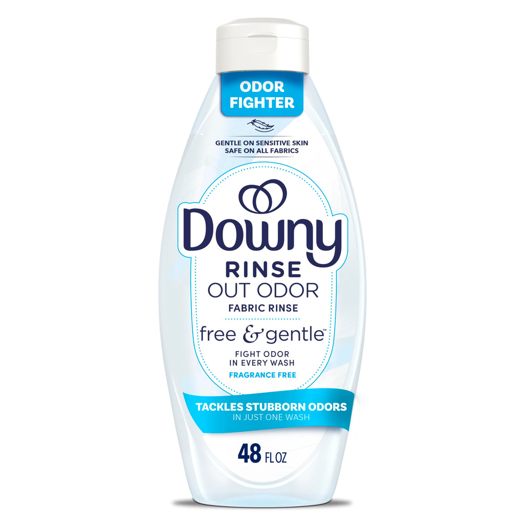 Downy Free & Gentle Rinse Laundry Odor Remover, Scent Free, 48 FL OZ, Gentle on skin, No dyes or heavy perfumes, Fabric Softener and Laundry Odor Removal Rinse