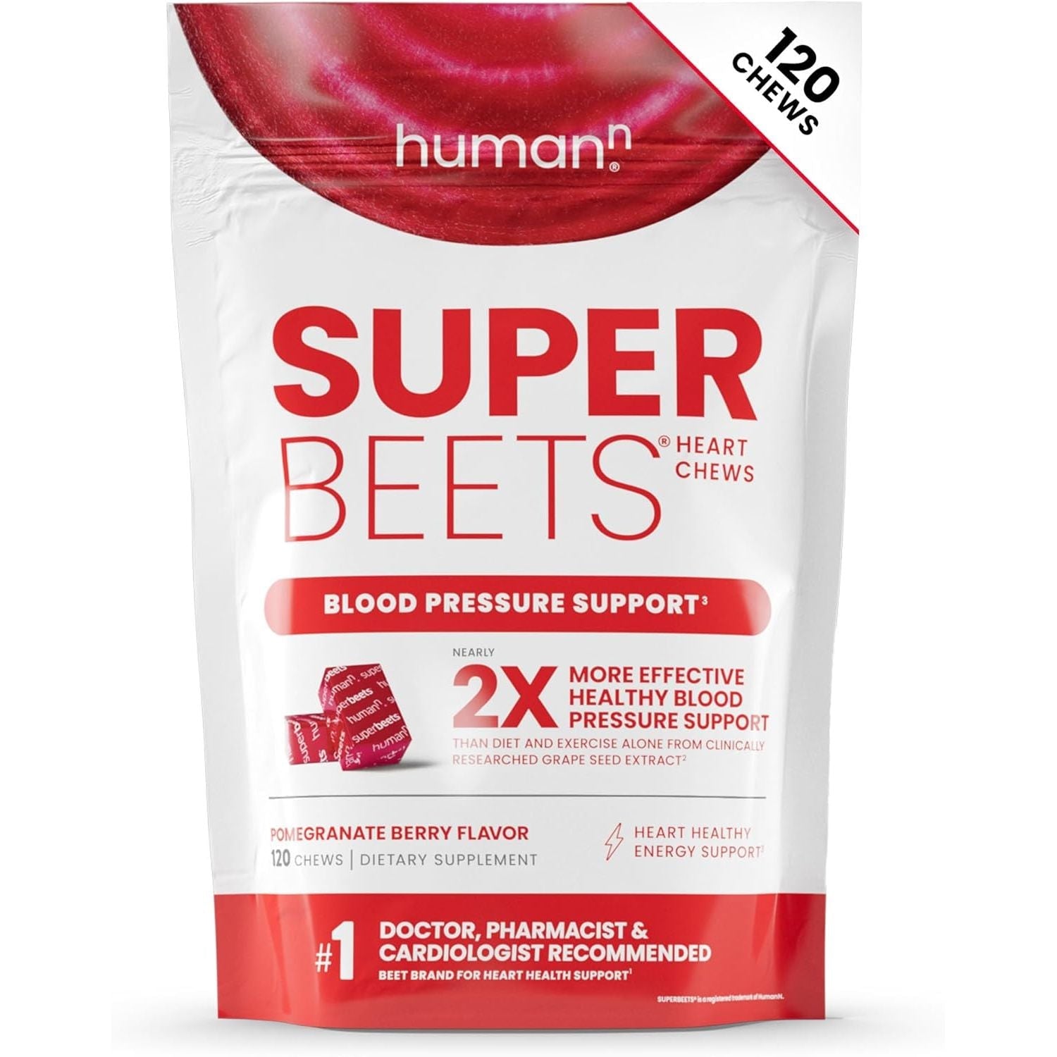 Buy now Humann SuperBeets Heart Chews, Nitric Oxide and Blood Pressure Support, Grape Seed Extract & Non-GMO Beet Root Powder Energy Supplement, Pomegranate Berry Flavor, 60 Count 120 Count (Pack of 1) Pomegranate Berry at indiglob india