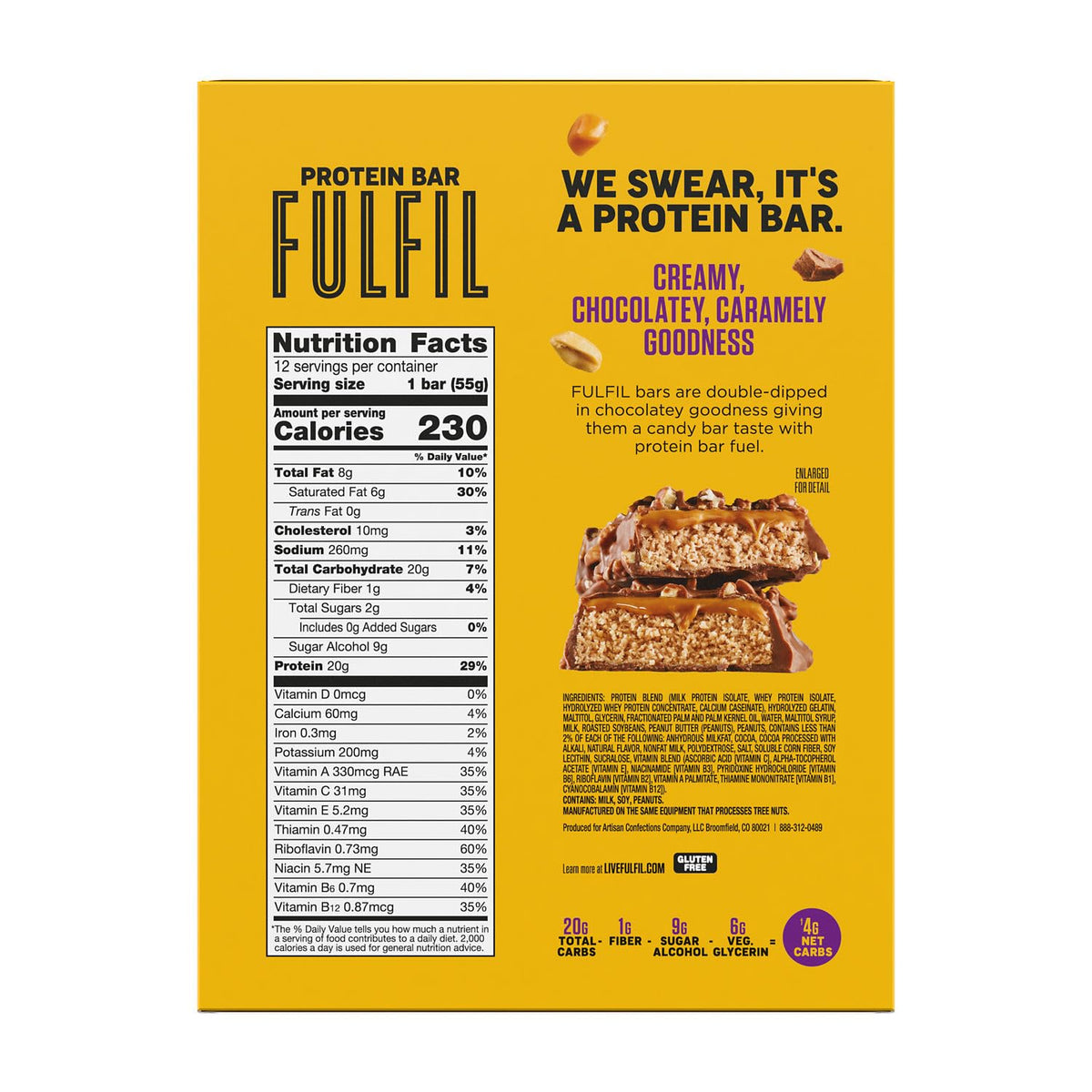 FULFIL Chocolate Peanut Caramel, 20g Protein (12ct)