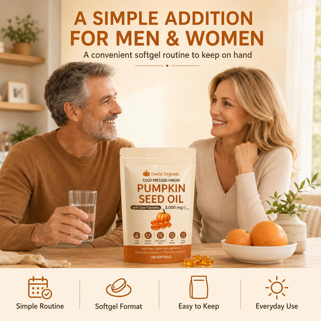 Everly Pumpkin Seed Oil,Upgraded Cold-Pressed Virgin,Non-GMO,180 Softgels