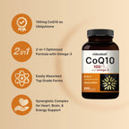 NatureBell CoQ10 100mg with Omega 3, 240 Capsules | Stable High Absorption Form – Antioxidant Support for Heart & Energy Health – Extra Strength Coenzyme Q10 Supplement