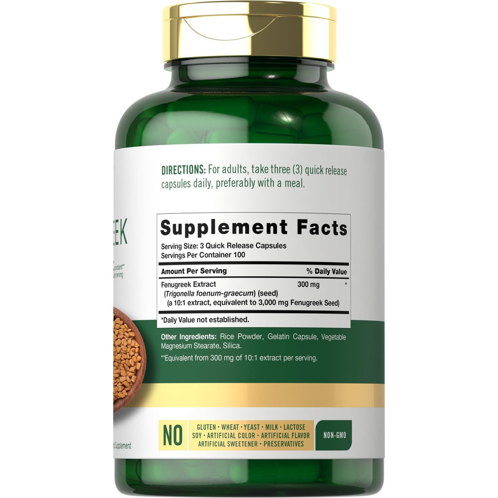 Carlyle Fenugreek Capsules | 300 Count | Non-GMO & Gluten Free Extract