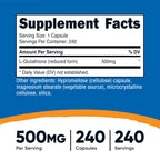 Nutricost Glutathione Capsules 500mg, 240 Capsules - Gluten Free, GMO Free