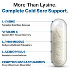 Lysine Cold Sore Treatment, L-Lysine Capsules with Probiotics & Vitamin C | Stops Outbreaks Before They Start, Internal Lysine Defense, Not A Topical Cover-up For Cold Sores