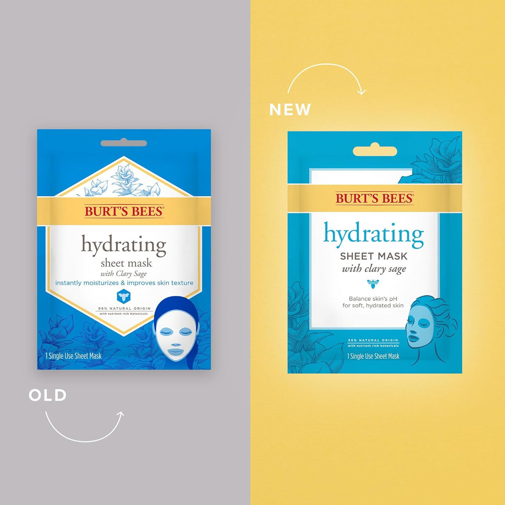 Buy now Burt's Bees Hydrating Face Mask with Clary Sage, Single Use Sheet Mask, 6 Count (Package May Vary) at indiglob india