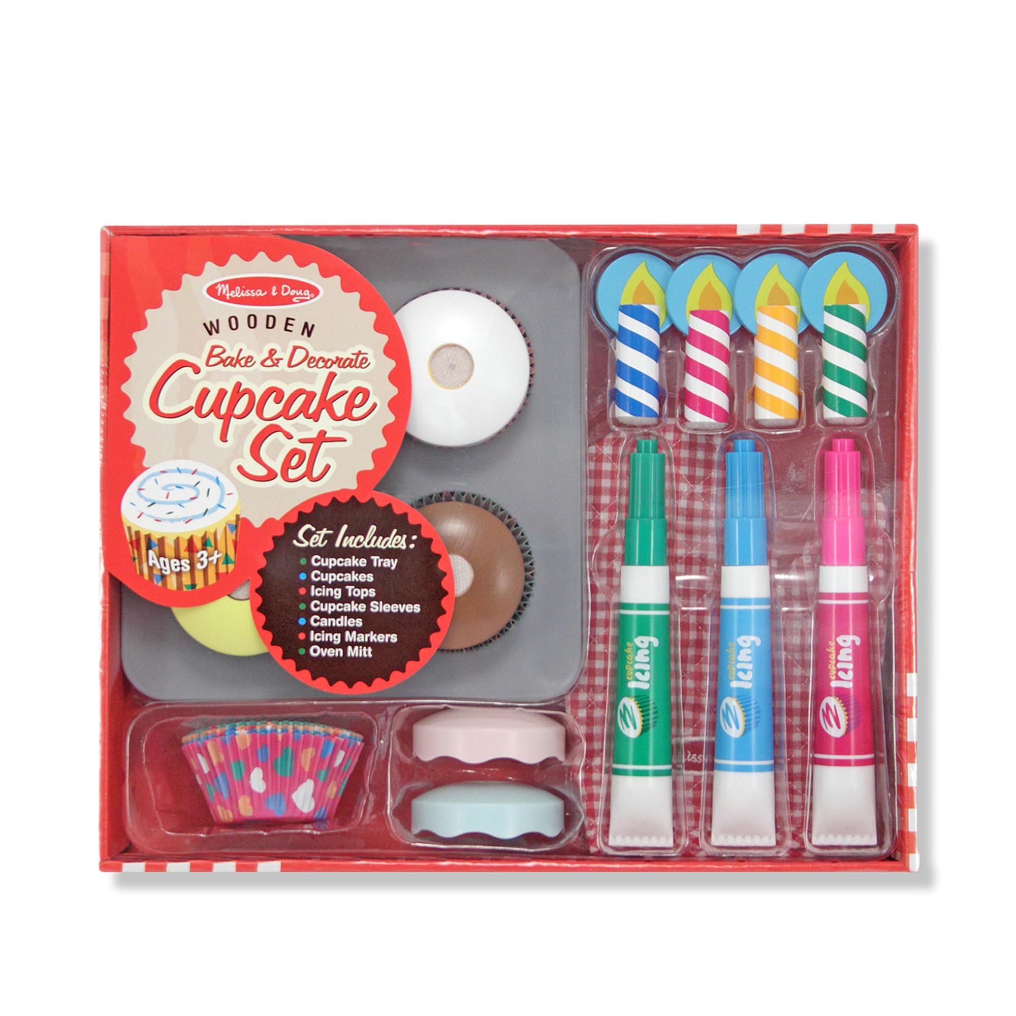 Buy now Melissa & Doug Bake & Decorate Wooden Cupcake Kit, with Play Food, Toppings & Play Kitchen Accessories, Preschool Learning Toys for Girls & Boys 3+ at indiglob india