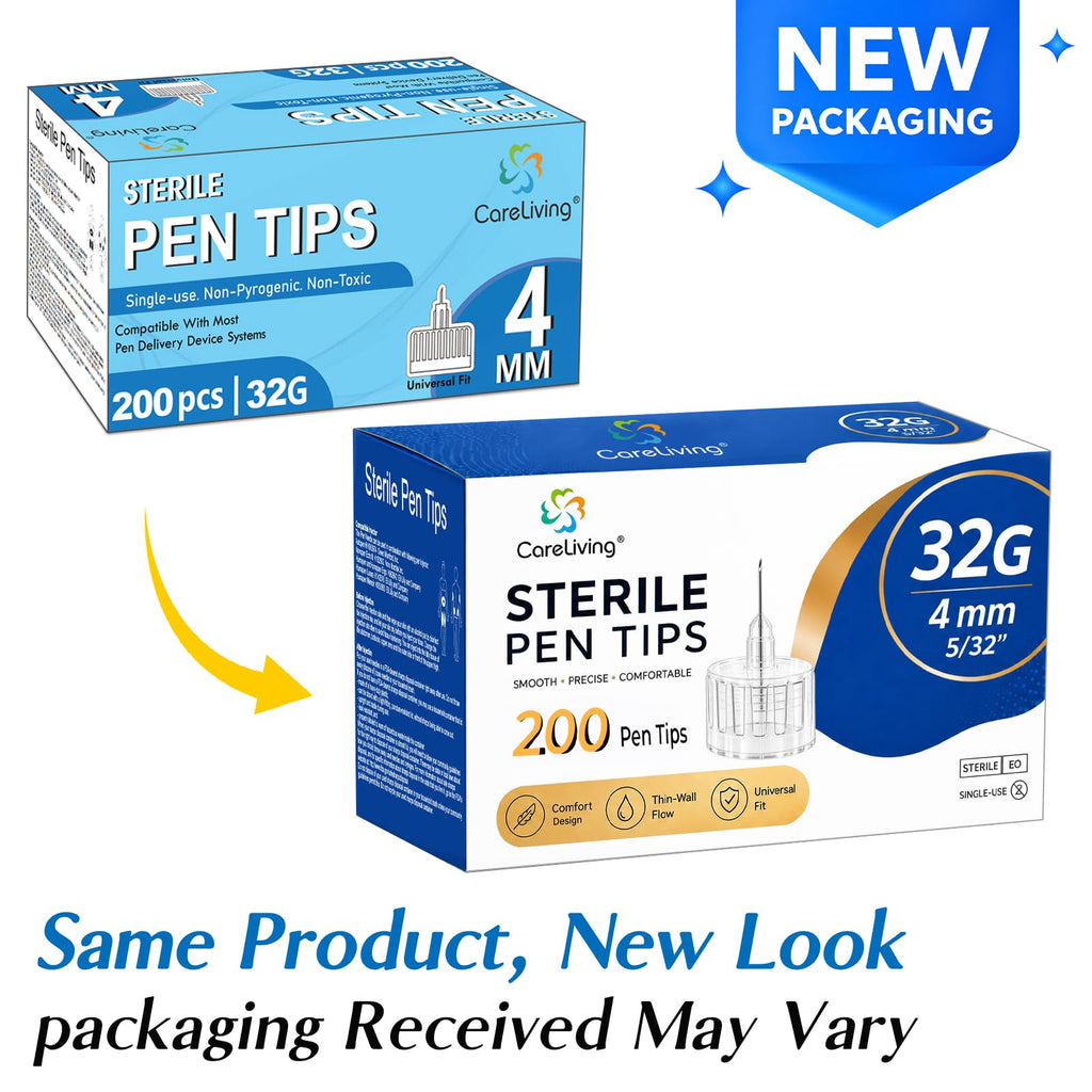 Pen Tips 32G x 4mm, Universal Fit, 200 Count, Extra-Thin, Comfortable