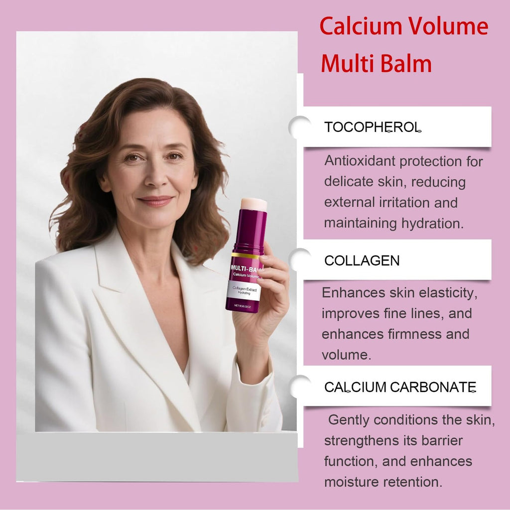 2 Pcs Calcium Multi Balm, Calcium Volume Multi Balm – Korean Collagen Moisturizing Stick for Anti-Aging, Hydrating & Firming Treatment with Vitamin E – Suitable for Eyes, Face, Neck, All Skin Types