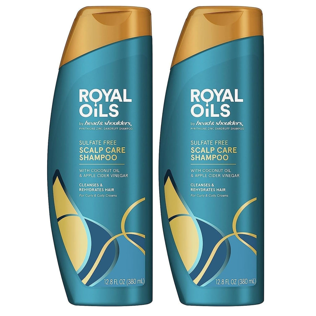 Head & Shoulders Anti-Dandruff Shampoo, Royal Oils Moisturizing Shampoo, 1% Pyrithione Zinc, Curly & Coily Hair, Coconut, Apple Cider Vinegar, Sulfate-Free, 12.8 fl oz