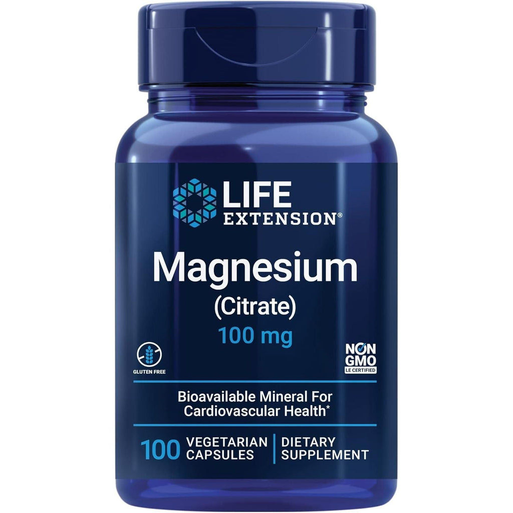 Buy now Life Extension Magnesium Citrate 100 mg Vegetarian Capsules, Blue, 100 Count at indiglob india