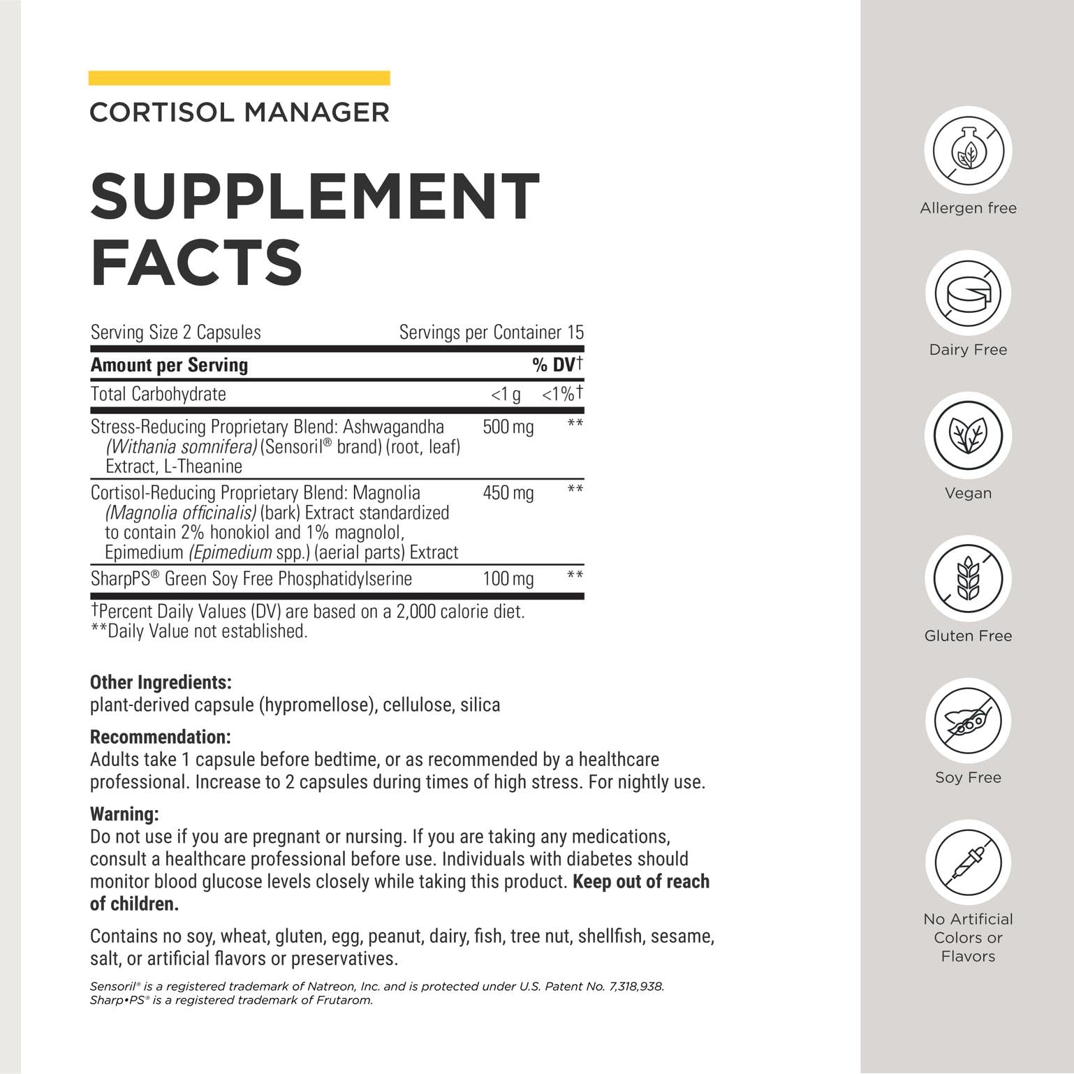 Integrative Therapeutics Cortisol Manager Allergen Free - Adrenal Health Support Supplement for Healthy Stress Response* - Vegan, Non-Dairy & Gluten-Free - 30 Capsules