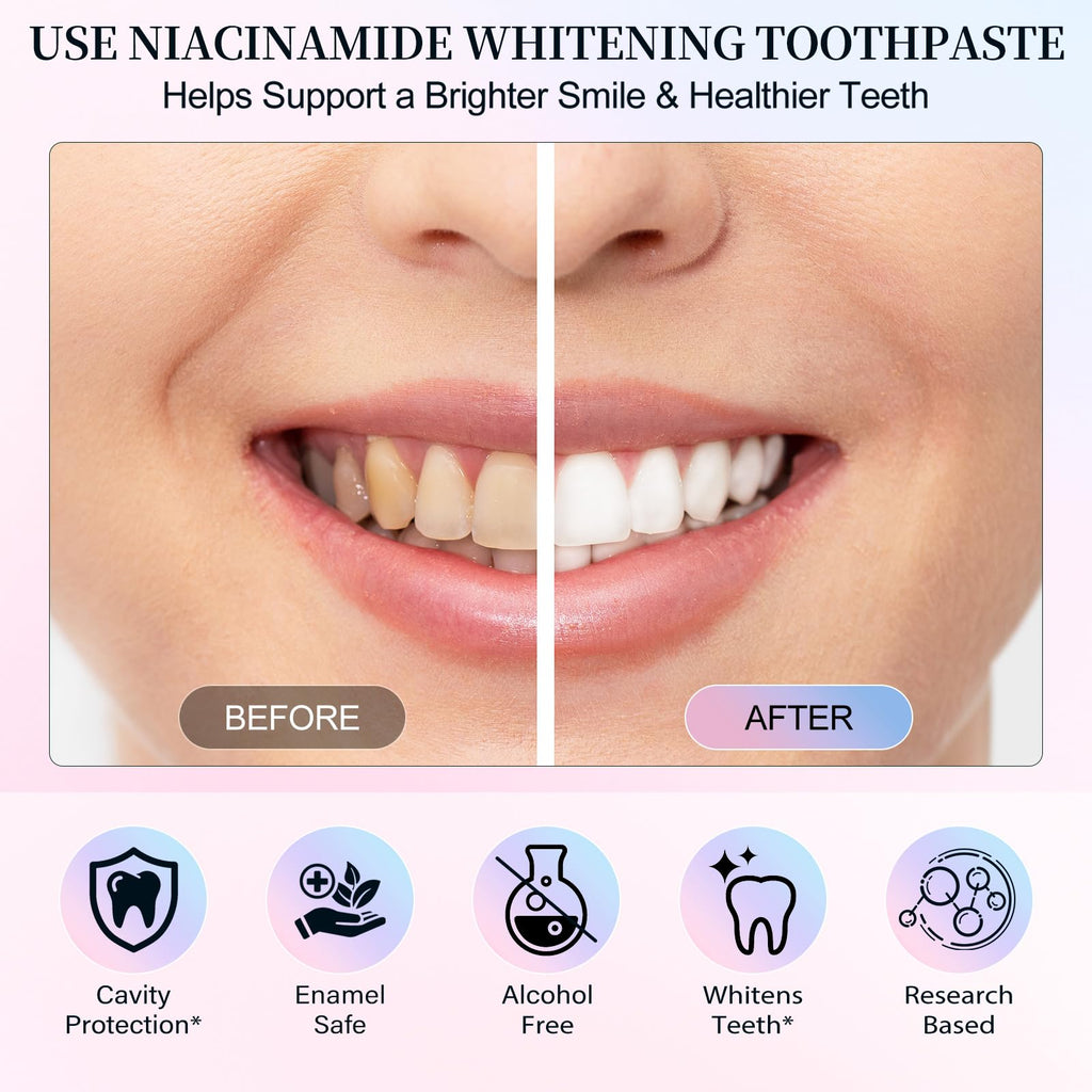 2Pack Niacinamide Whitening Toothpaste, Niacinamide Intensive Toothpaste, Fresh Breath, 7.6 Oz