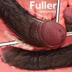 7 Inch Girth Huge Thick Black Dildo with Swinging Balls and Uncut Glans