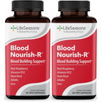 LifeSeasons Blood Nourish-R - Iron Supplement - Non Constipating - Supports Anemia, Fatigue, Paleness & Dizziness - Blood Building - Iron, Alfalfa, Raspberry & Vitamin B-12-60 Capsules (Pack of 2)