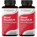 LifeSeasons Blood Nourish-R - Iron Supplement - Non Constipating - Supports Anemia, Fatigue, Paleness & Dizziness - Blood Building - Iron, Alfalfa, Raspberry & Vitamin B-12-60 Capsules (Pack of 2)