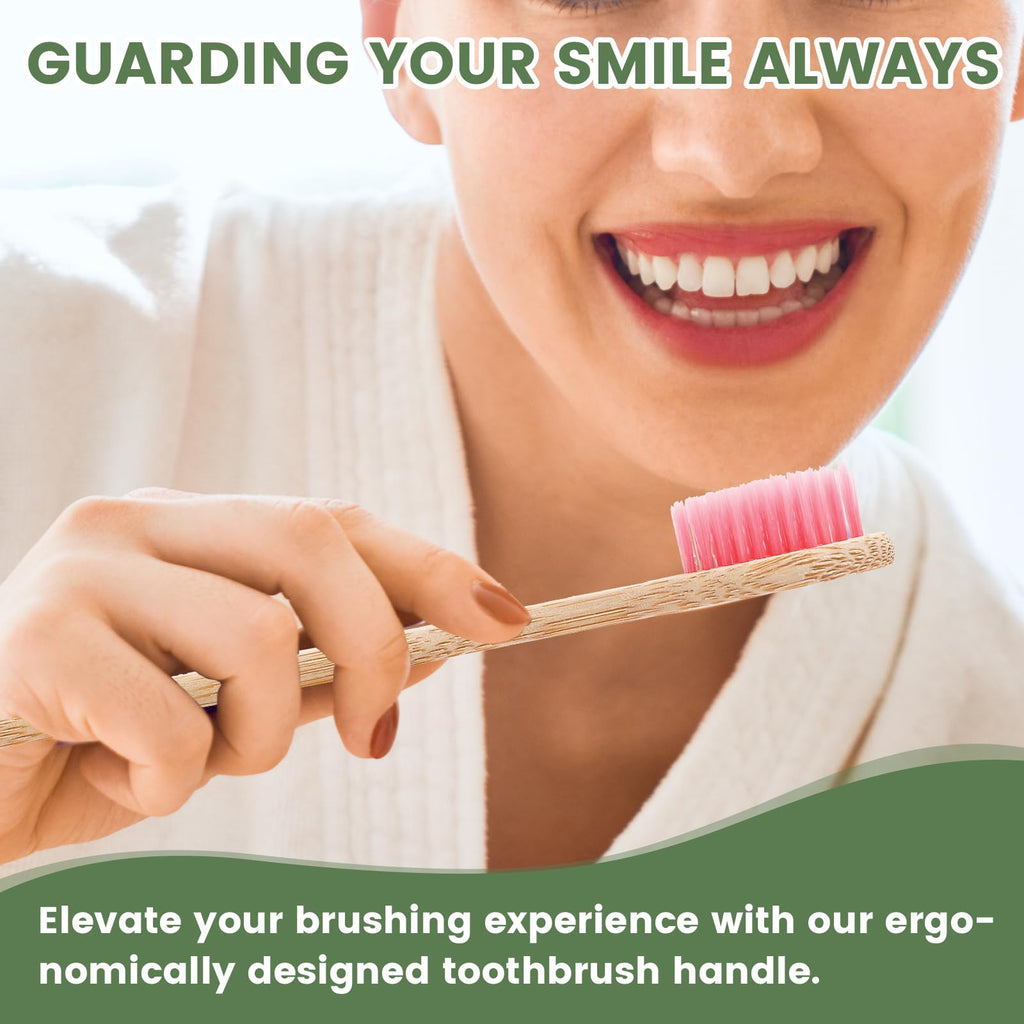 30 PCS Bamboo Toothbrushes, Individually Wrapped Wooden Toothbrushes Bulk