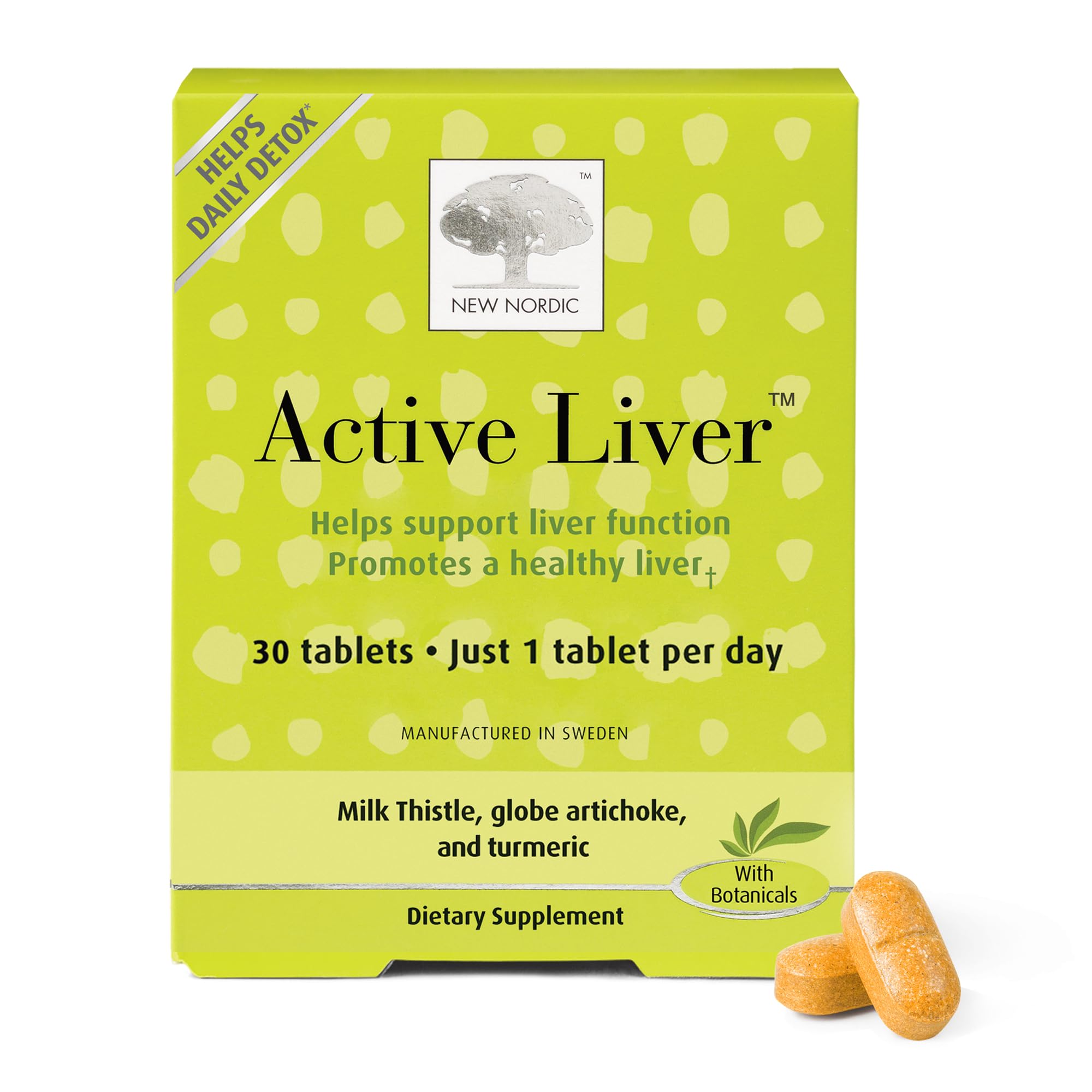 NEW NORDIC Active Liver Daily Support Supplement 90-Day Supply - 90 Tablets | Includes a supply of daily liver supplements, featuring a botanical blend of milk thistle and artichoke in a tablet format