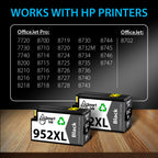 Smart Ink Compatible Ink Cartridges Replacement for HP 952XL HP 952 XL (2 Black Combo Pack) to use with HP Printer OfficeJet Pro 8710 7740 8720 8715 8210 7720 8740 8725 8700 OfficeJet 8702