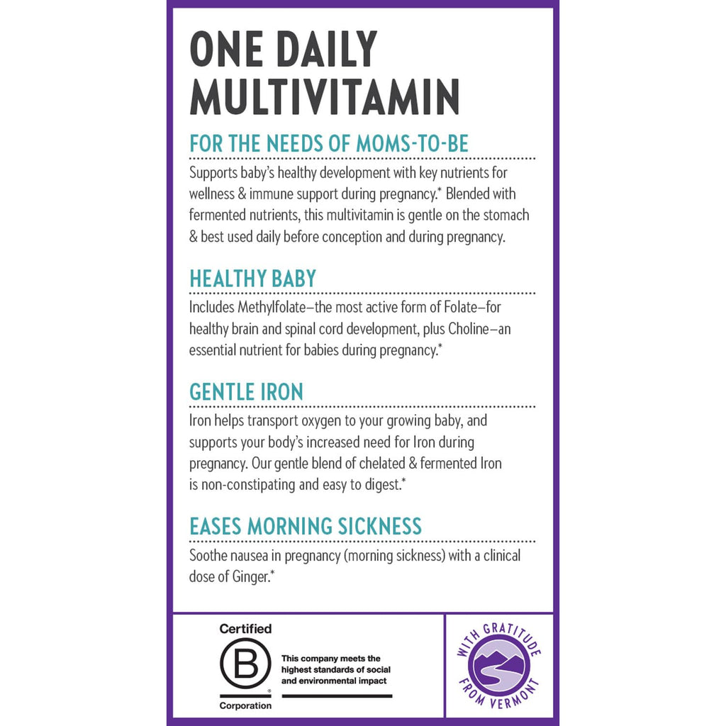 New Chapter One Daily Prenatal Multivitamin, 30 Count | With Methylfolate and Choline for Healthy Mom and Baby, Gluten Free and Non-GMO Prenatal Vitamin Daily Formula
