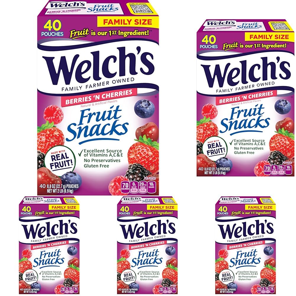 Buy now Welch's Fruit Snacks, Mixed Fruit Snack Box, Gluten Free, 0.8oz Snack Packs (Pack of 40) Berries 'N Cherries 0.8 Ounce (Pack of 200) at indiglob india