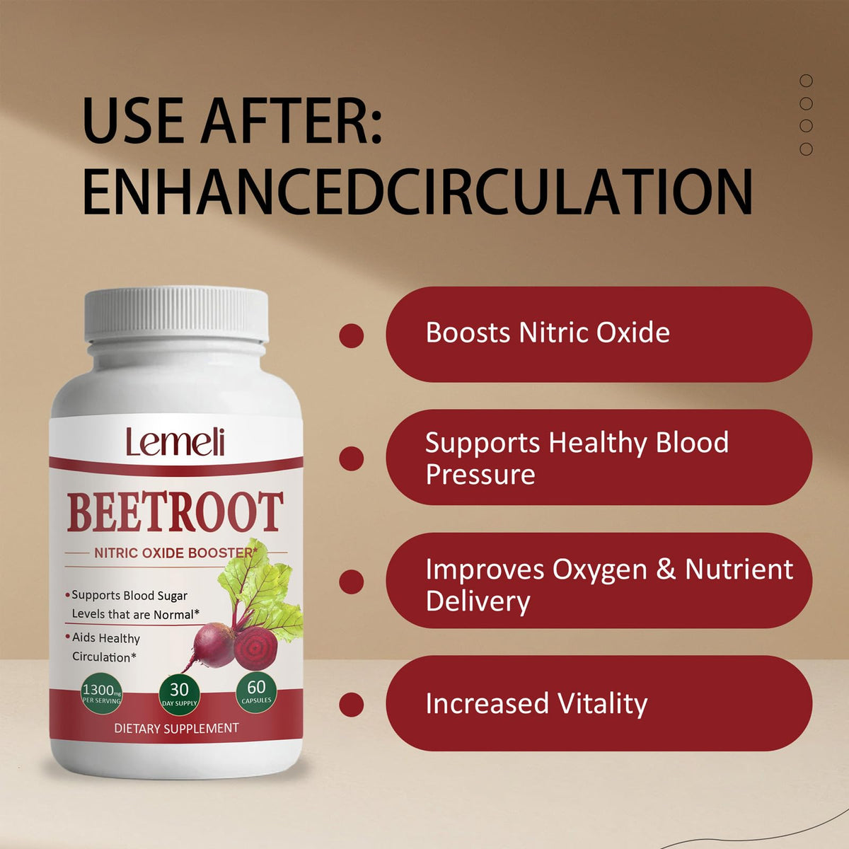 Morvyn Lemeli Beetroot 1300mg,Beet Root Capsules, 60 Capsules