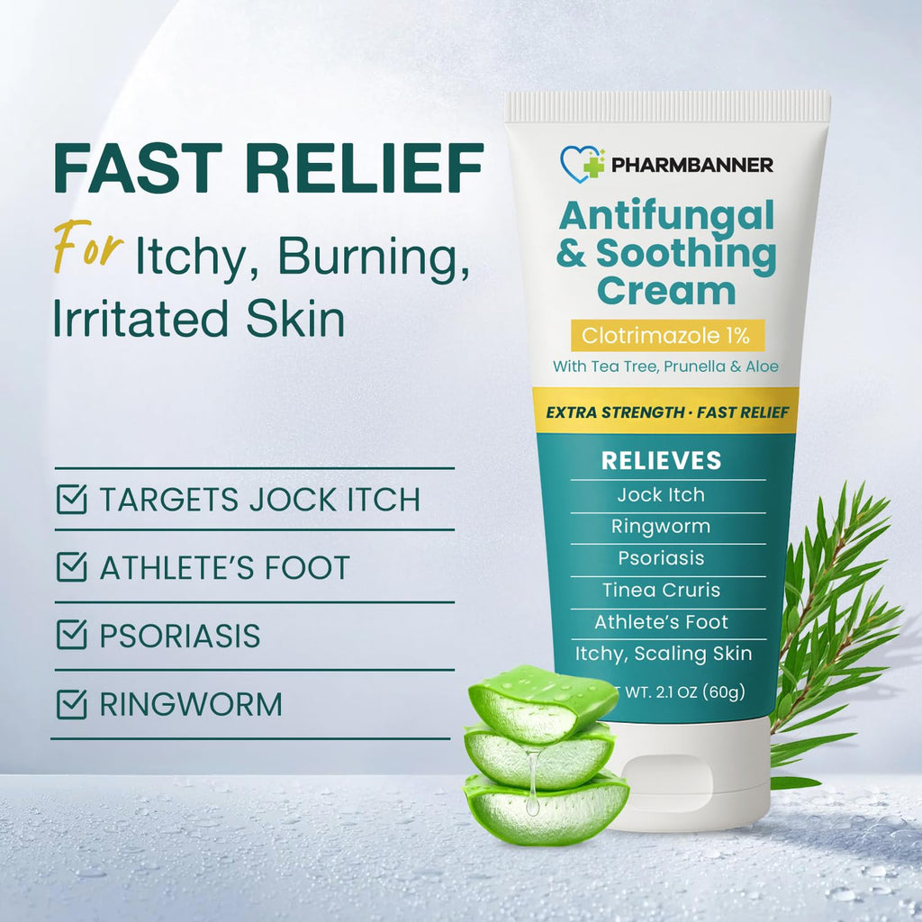 Antifungal Cream for Jock Itch, Ringworm, Psoriasis & Athlete’s Foot – Extra Strength Relief for Itchy, Burning Skin – Fast-Acting Formula for Tinea Cruris, Tinea Versicolor & Skin Irritations