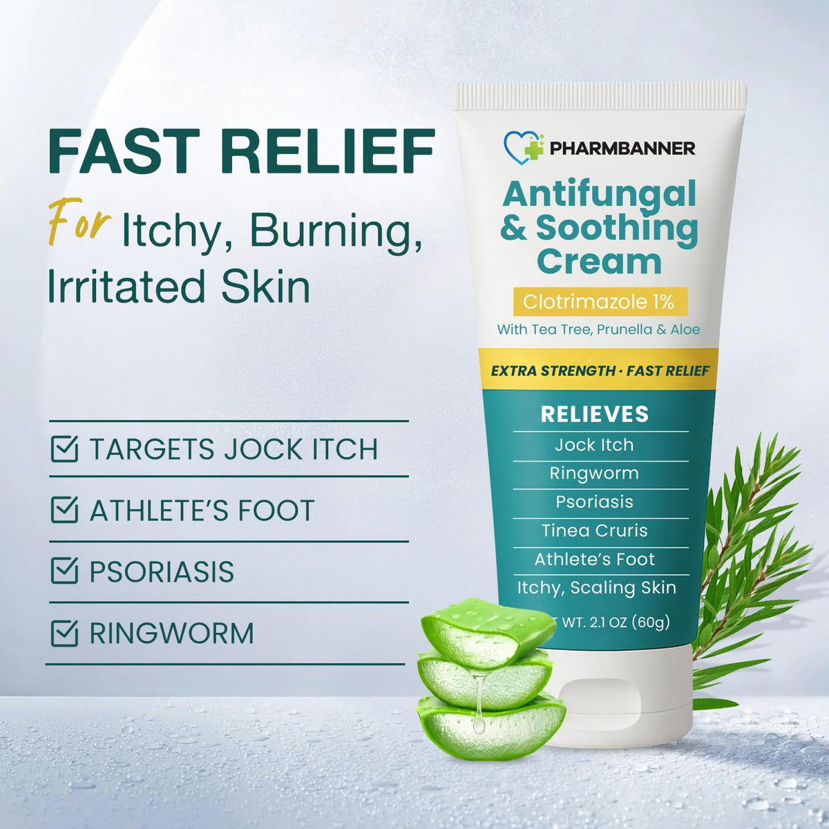 Antifungal Cream for Jock Itch, Ringworm, Psoriasis & Athlete’s Foot – Extra Strength Relief for Itchy, Burning Skin – Fast-Acting Formula for Tinea Cruris, Tinea Versicolor & Skin Irritations