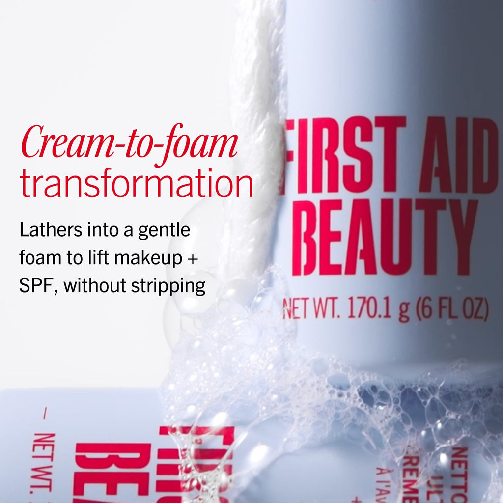 First Aid Beauty Ultra Gentle Cream-to-Foam Facial Cleanser,Makeup Removing Face Wash with Colloidal Oatmeal & Glycerin, Sensitive & Acne-Prone Skin