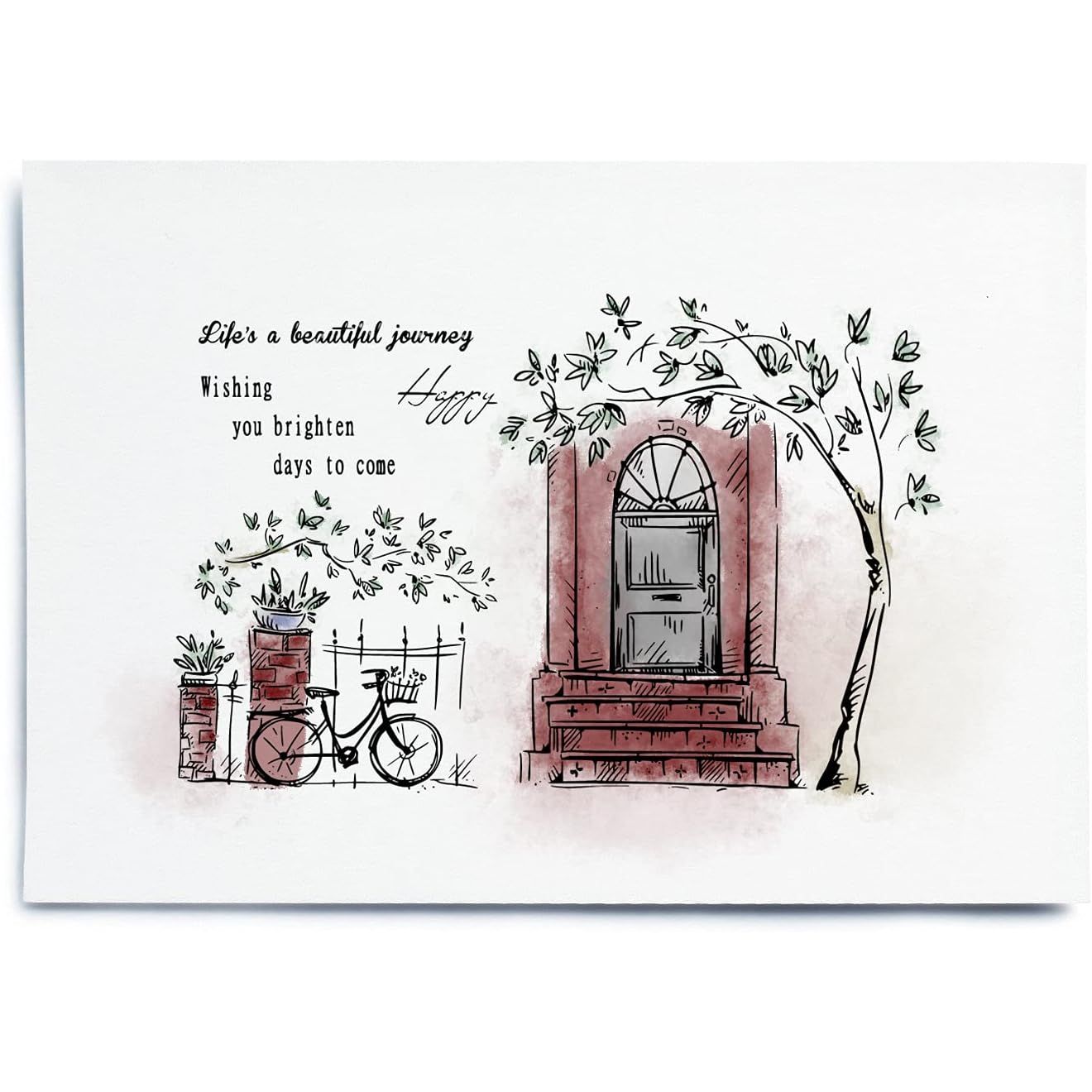 Buy now Door Bike Tree Scenery Clear Stamps for Card Making and Photo Album Decorations, Blessing Words Transparent Rubber Stamps Seal for DIY Scrapbooking at indiglob india