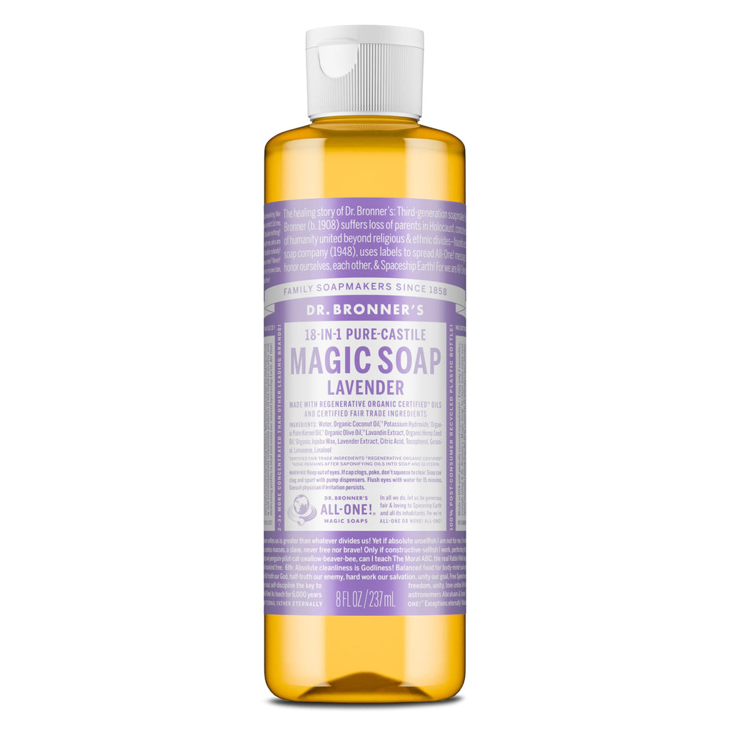 Buy now Dr. Bronner's Magic Soap-Pure-Castile Liquid Soap (Lavender, 8 ounce)-Regenerative Organic Certified Oils, 18-in-1 Uses: Body, Hair, Laundry, Pets & Dishes, Concentrated, Vegan, Non-GMO at indiglob india