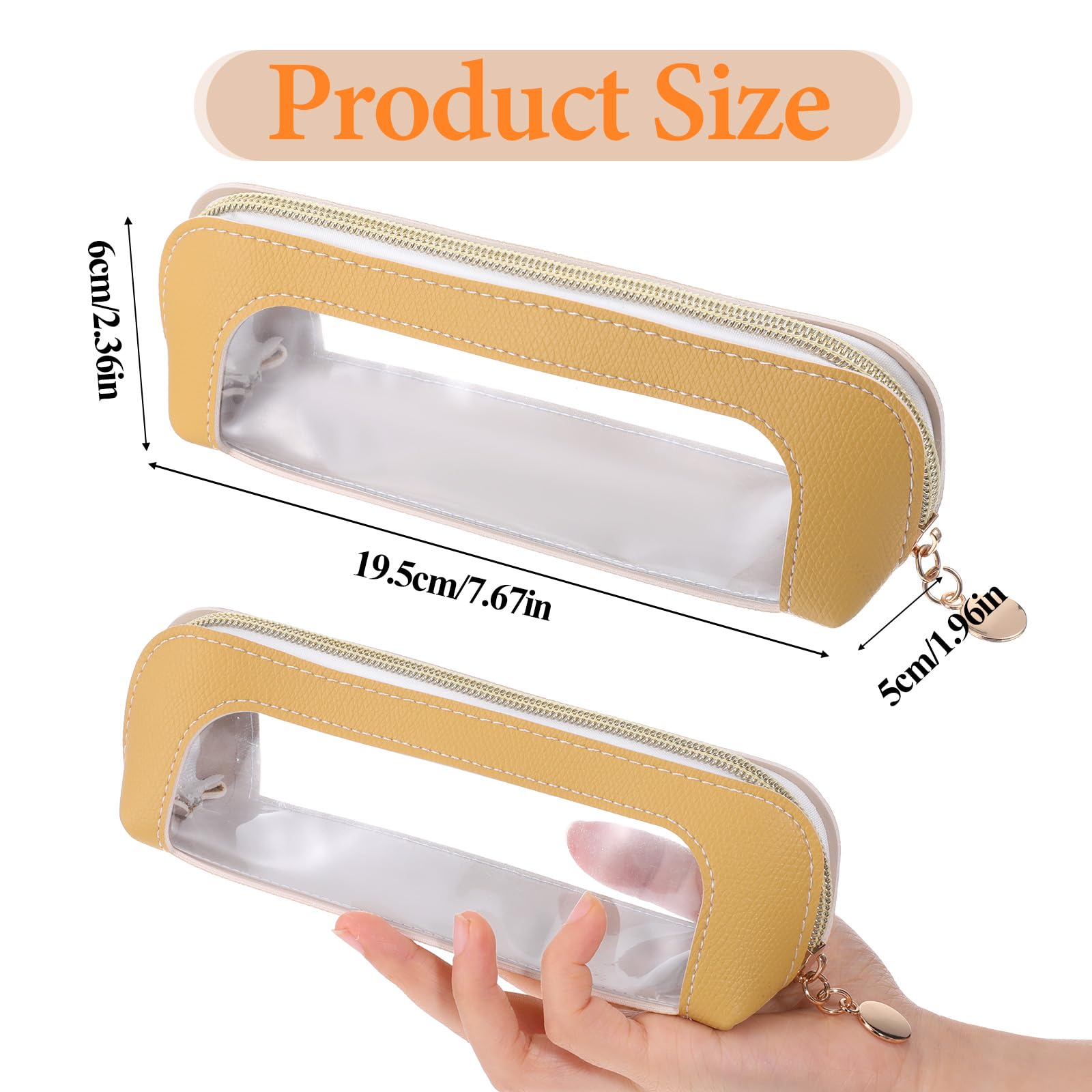 Stylish small yellow PU makeup bag with a clear view. Perfect for organizing cosmetics. Available online, order now.