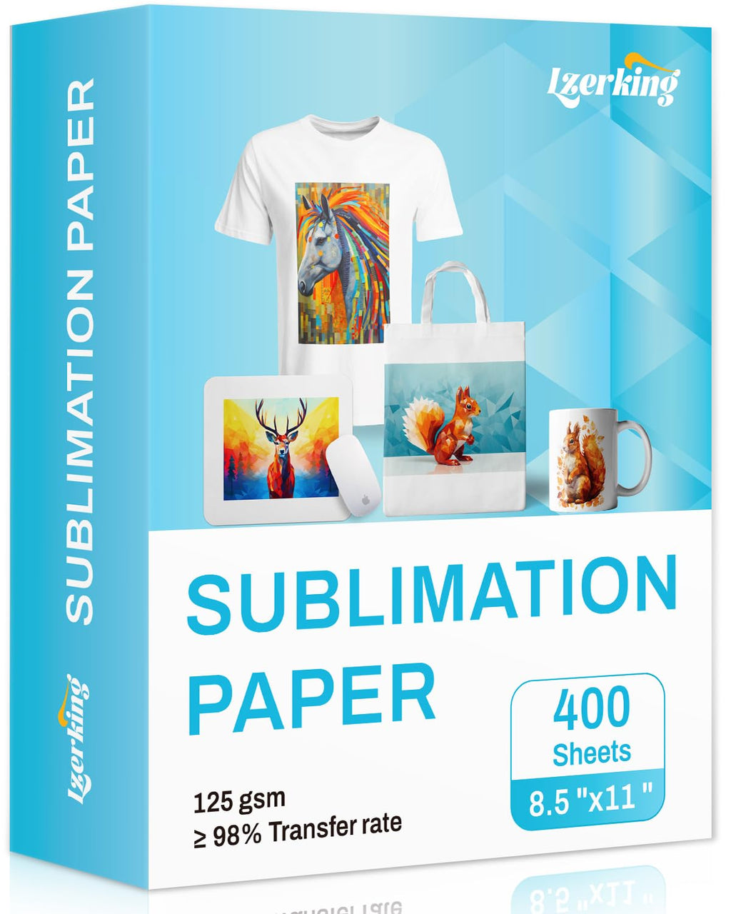 Lzerking Sublimation Paper 8.5x11 Inch 125gsm 400 Sheets