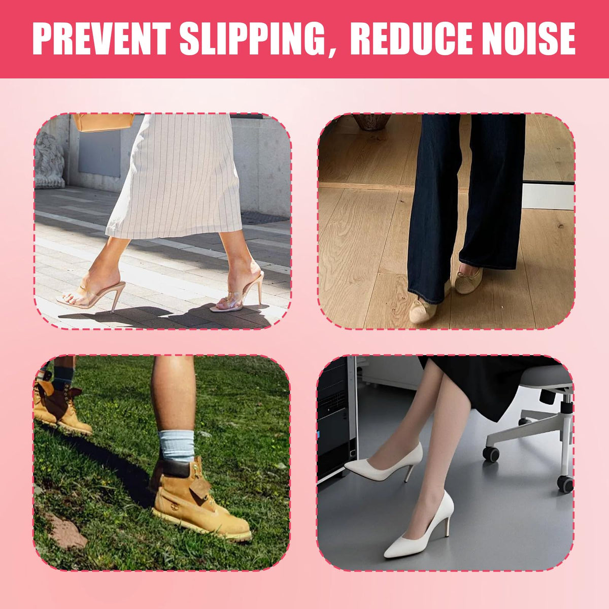 8Pcs Non Slip Shoe Pads, Invisible Shoe Sole Protector to Prevent Skid