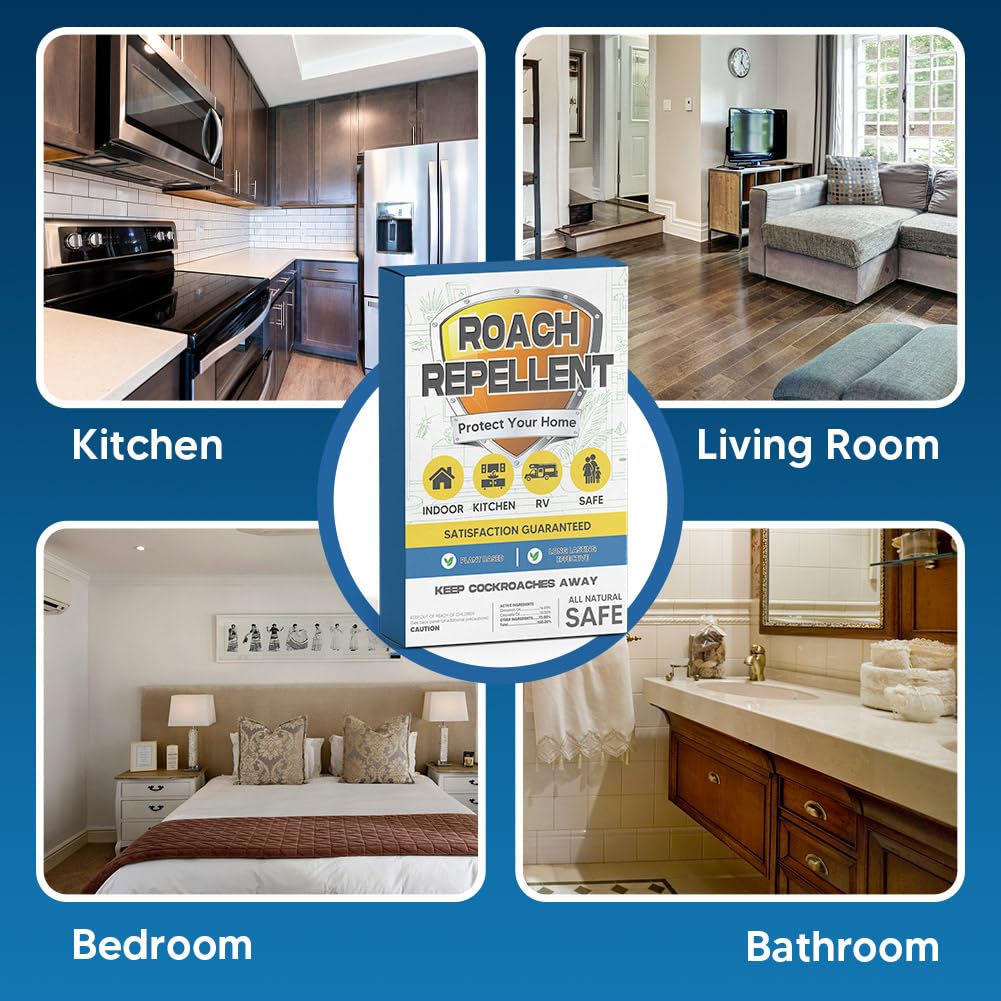 Roach Repellent Indoor, Helps Keep Cockroaches Away from Sink/Cabinets/Appliances/Storage Areas, Pet Safe Roaches to Home-8 Count