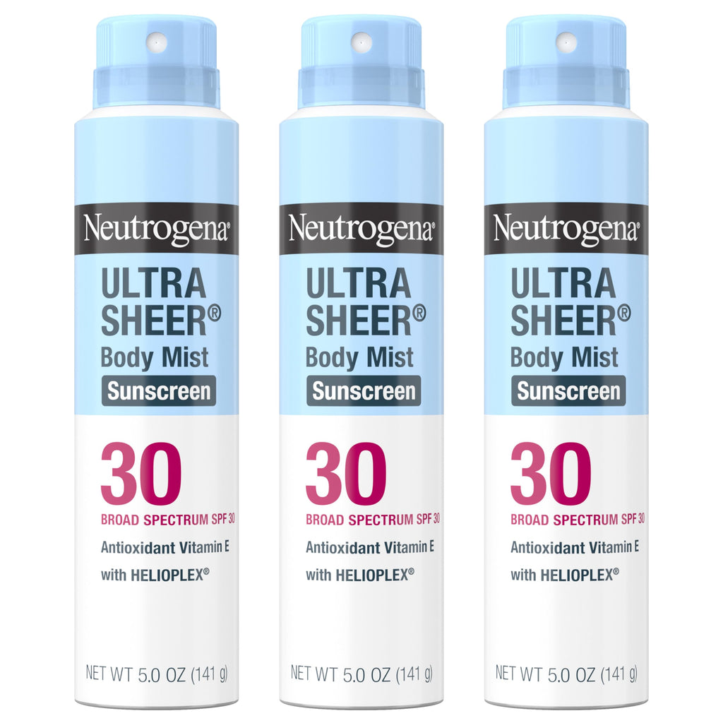 Buy now Neutrogena Ultra Sheer Body Mist Sunscreen Spray, Broad Spectrum SPF 30, Oil-Free & Non-Comedogenic UVA/UVB, 5 oz Pack of 3, Packaging may vary at indiglob india