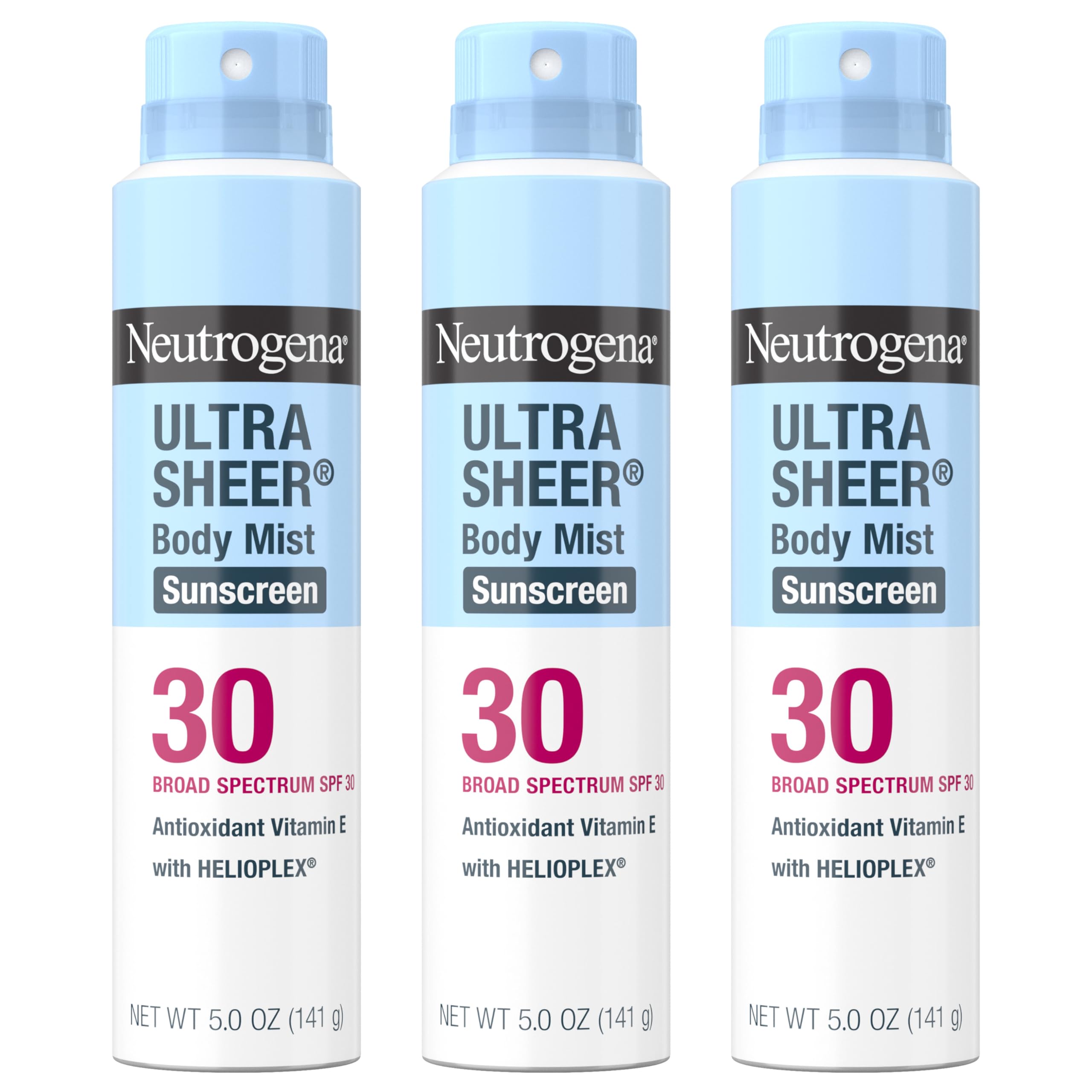 Buy now Neutrogena Ultra Sheer Body Mist Sunscreen Spray, Broad Spectrum SPF 30, Oil-Free & Non-Comedogenic UVA/UVB, 5 oz Pack of 3, Packaging may vary at indiglob india